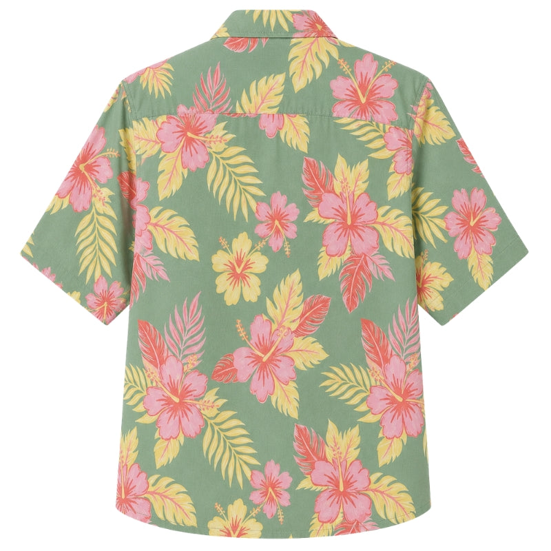 Classic Floral Hawaiian Shirt- Coral Reef Hibiscus Fish Print