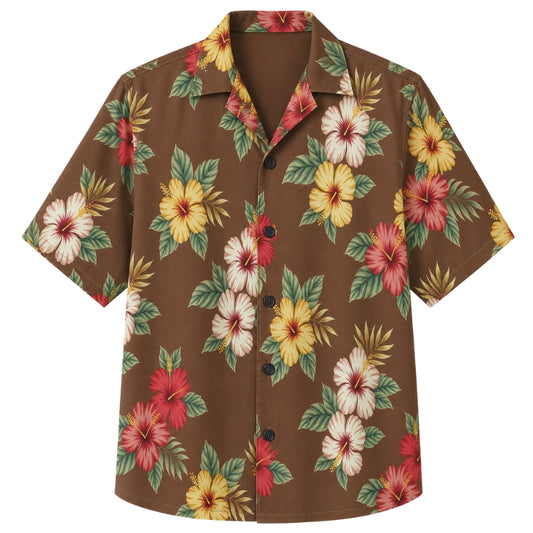 Classic Floral Hawaiian Shirt - Forest Hibiscus Deep Canopy Print