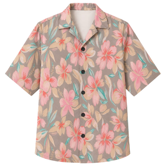 Classic Floral Hawaiian Shirt - Fuchsia Hibiscus Bright Bloom Print