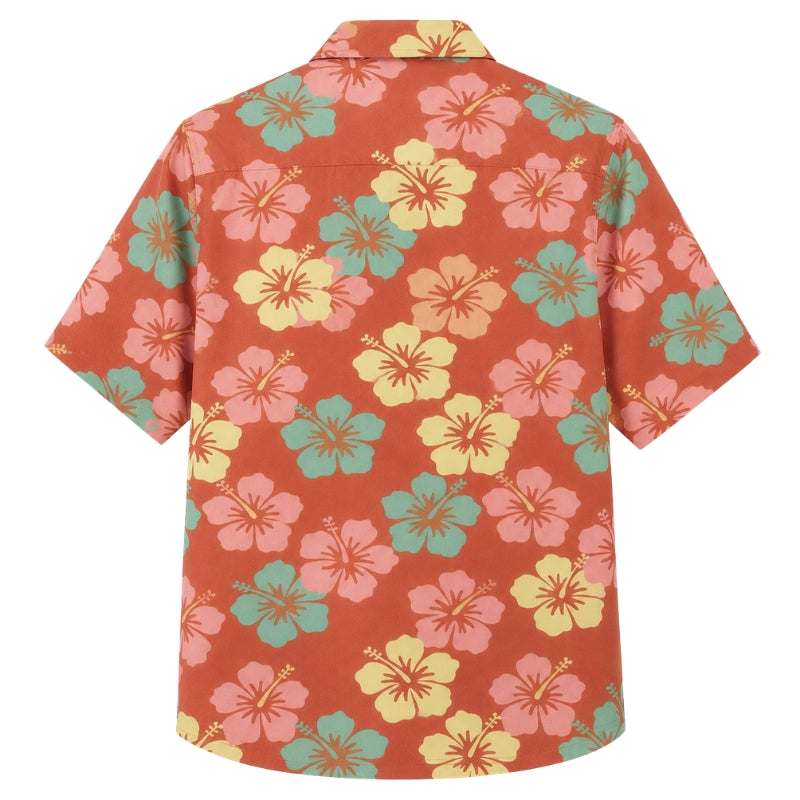 Classic Floral Hawaiian Shirt- Green Hibiscus Fern Canopy Print