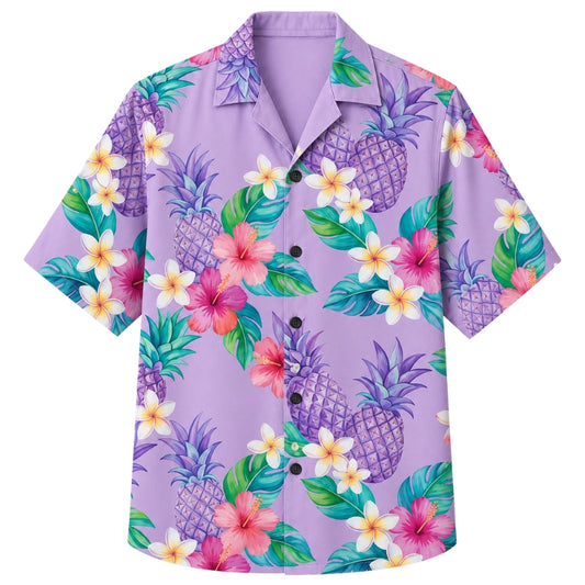 Classic Floral Hawaiian Shirt - Lavender Blossom Cluster Floral Print