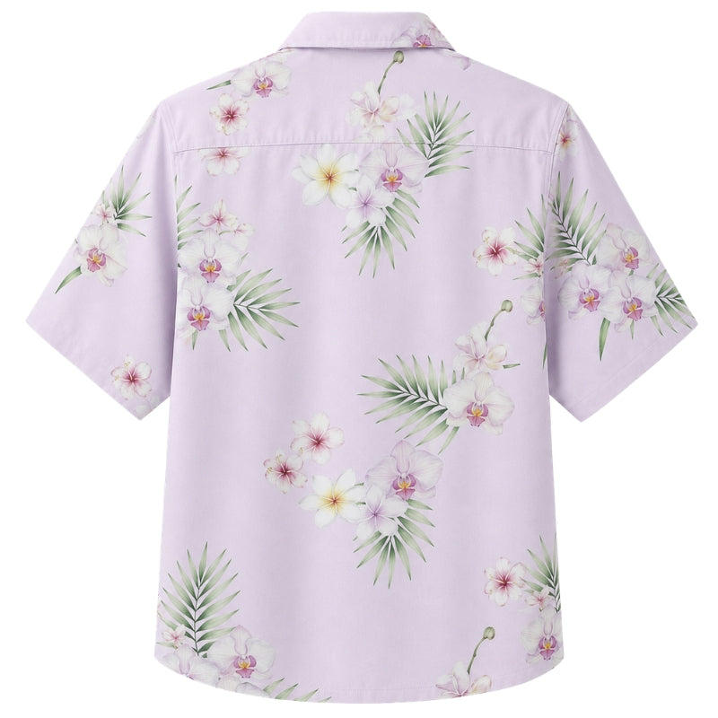 Classic Floral Hawaiian Shirt - Lavender Fern Bloom Design for Summer