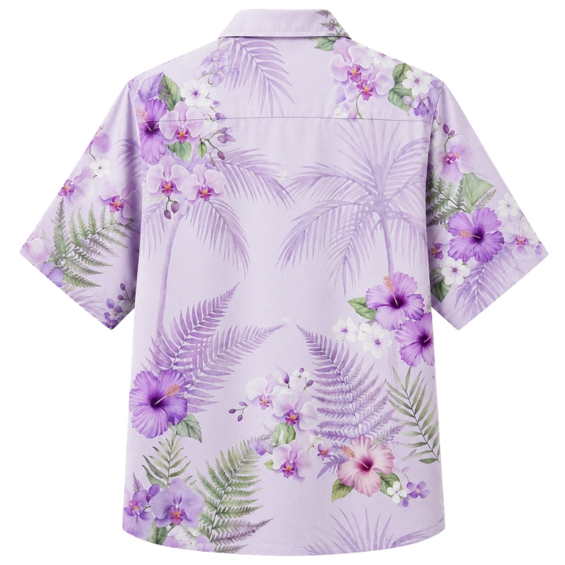 Classic Floral Hawaiian Shirt - Lavender Floral Cascade Print for Men