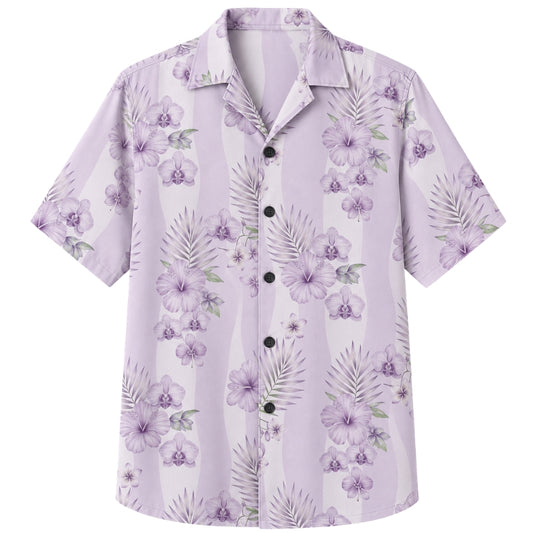Classic Floral Hawaiian Shirt - Lavender Floral Cluster Print for Men