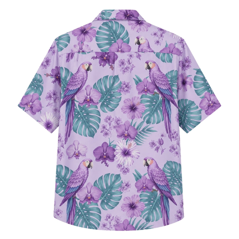 Classic Floral Hawaiian Shirt - Lavender Floral Vine Print for Summer