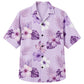 Classic Floral Hawaiian Shirt - Lavender Hibiscus Palm Leaf Print Style