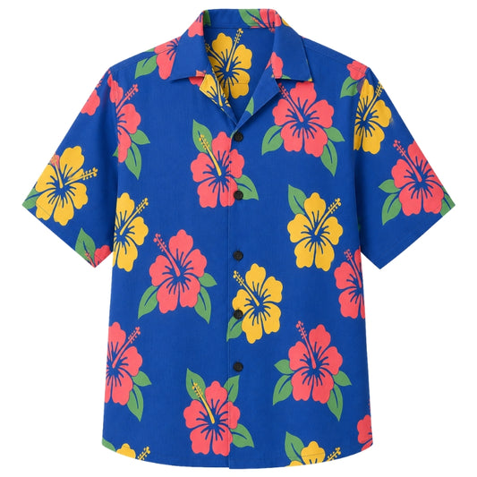 Classic Floral Hawaiian Shirt - Lavender Hibiscus Soft Bloom Print