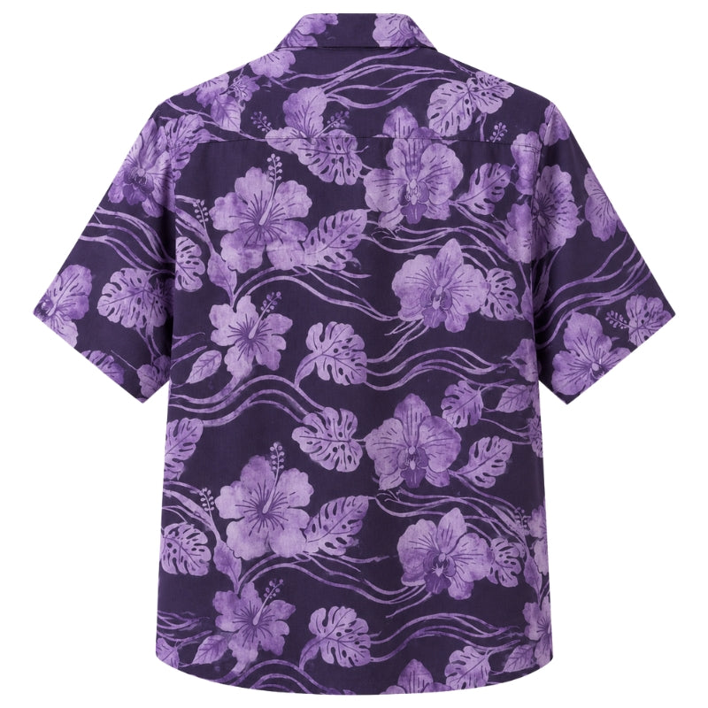 Classic Floral Hawaiian Shirt - Lavender Orchid Bloom Print for Summer