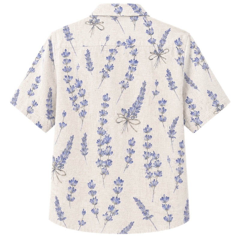 Classic Floral Hawaiian Shirt - Lavender Orchid Drift Print for Summer