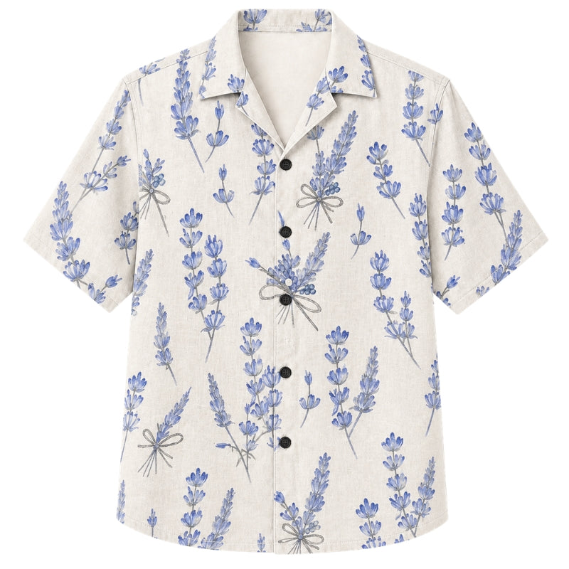 Classic Floral Hawaiian Shirt - Lavender Orchid Drift Print for Summer
