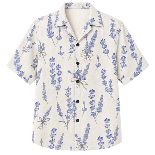 Classic Floral Hawaiian Shirt - Lavender Orchid Drift Print for Summer
