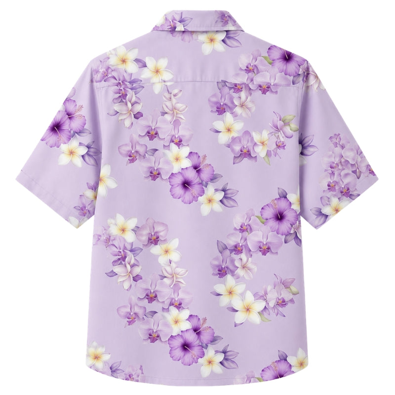 Classic Floral Hawaiian Shirt - Lavender Orchid Petal Print for Summer