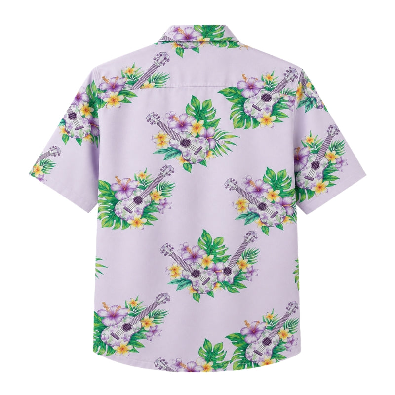 Classic Floral Hawaiian Shirt - Lavender Palm Blossom Print for Summer