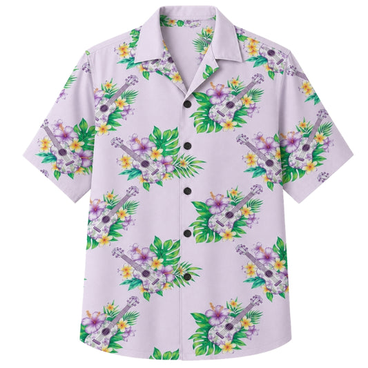 Classic Floral Hawaiian Shirt - Lavender Palm Blossom Print for Summer