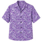 Classic Floral Hawaiian Shirt - Lavender Palm Leaf Floral Print Style