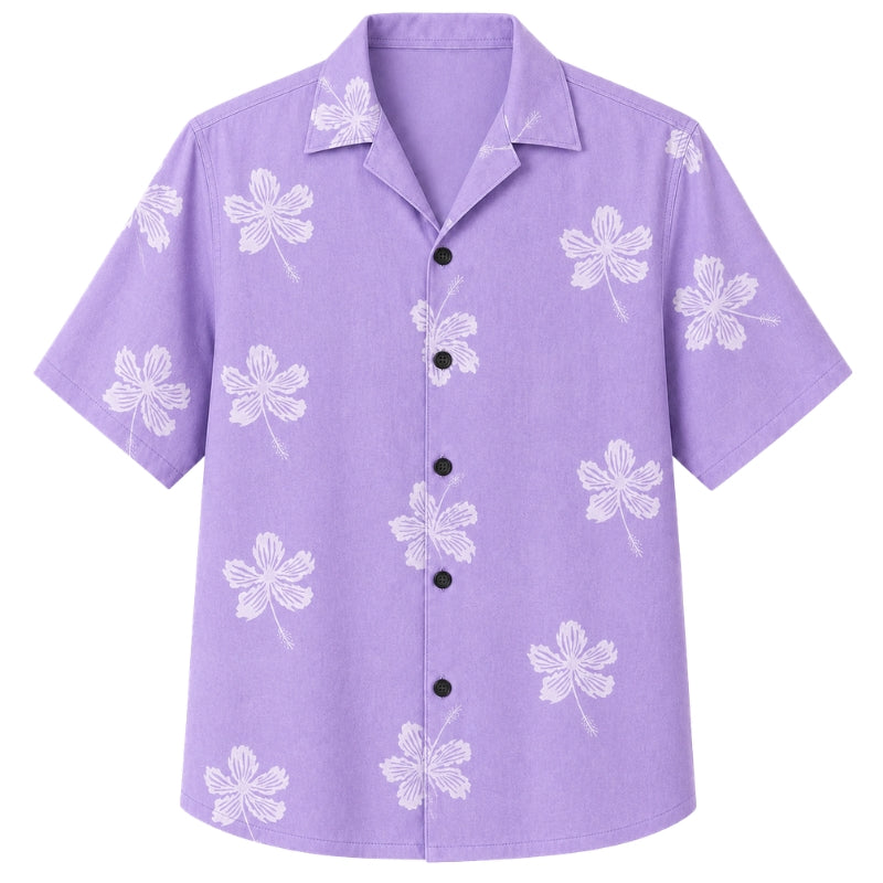 Classic Floral Hawaiian Shirt - Lavender Petal Bloom Print for Summer