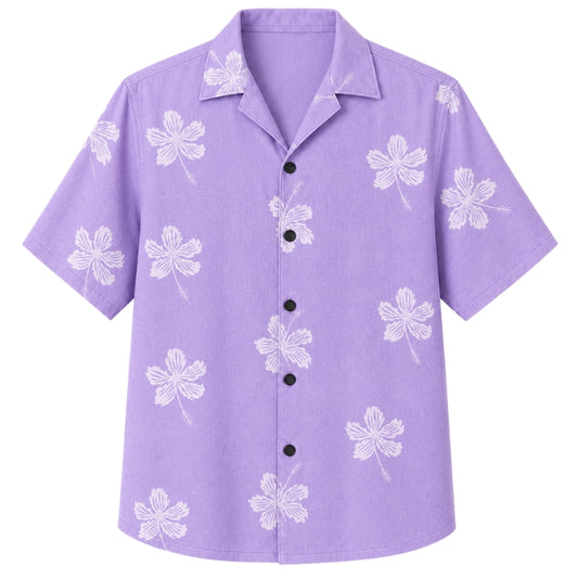 Classic Floral Hawaiian Shirt - Lavender Petal Bloom Print for Summer