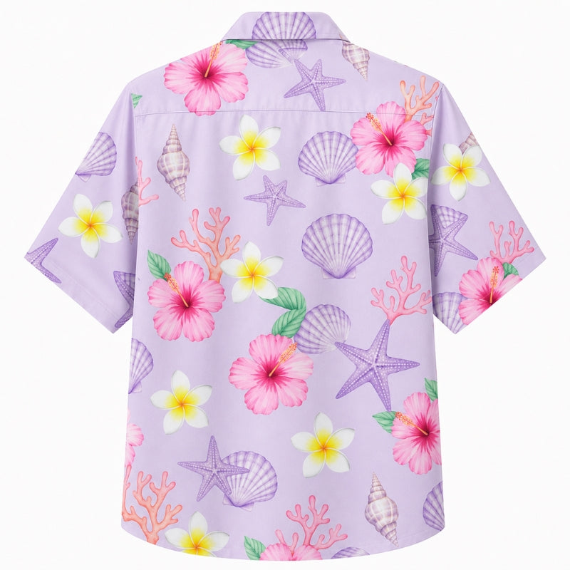 Classic Floral Hawaiian Shirt - Lavender Petal Drift Print for Summer