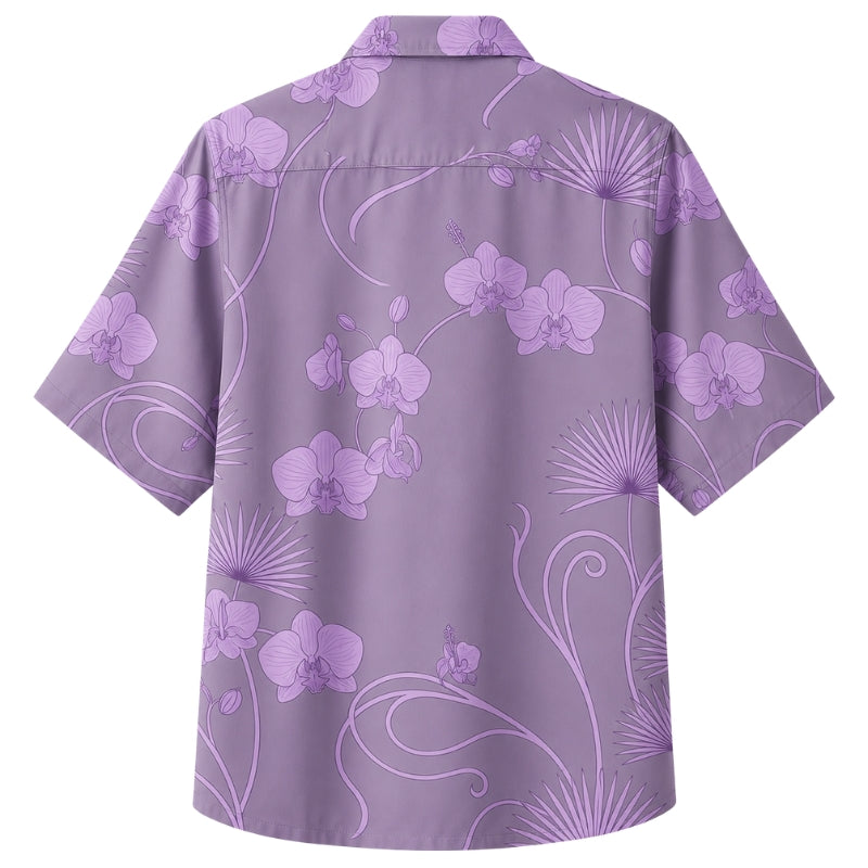 Classic Floral Hawaiian Shirt - Lavender Petal Garden Print for Summer