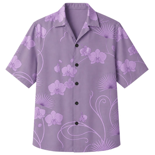 Classic Floral Hawaiian Shirt - Lavender Petal Garden Print for Summer