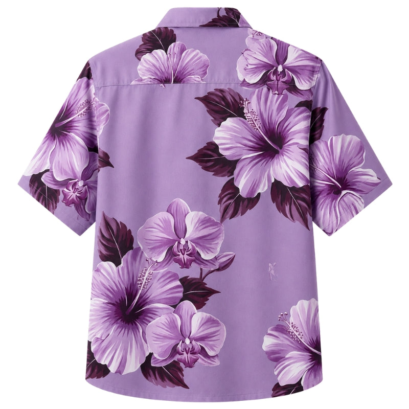 Classic Floral Hawaiian Shirt - Lavender Tropical Blossom Drift Print