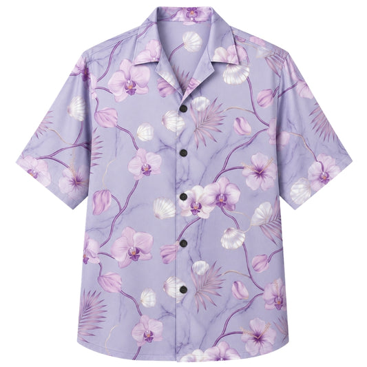 Classic Floral Hawaiian Shirt - Lavender Tropical Floral Garden Print