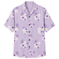 Classic Floral Hawaiian Shirt - Lavender Tropical Hibiscus Wave Print