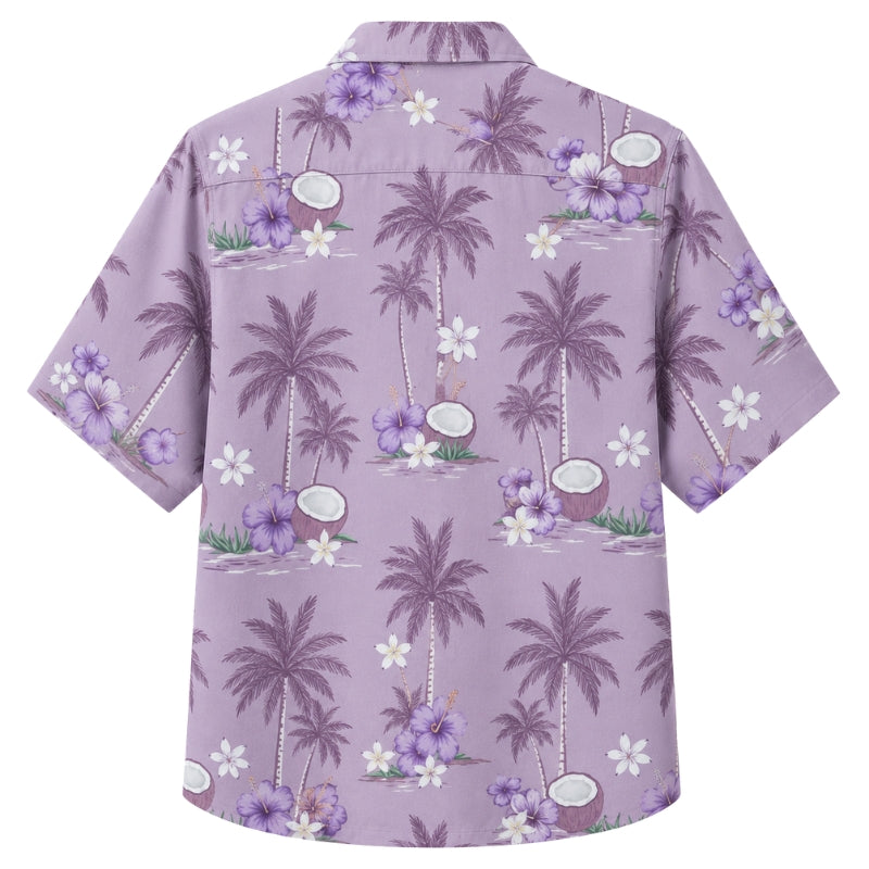Classic Floral Hawaiian Shirt - Lavender Tropical Orchid Garden Print