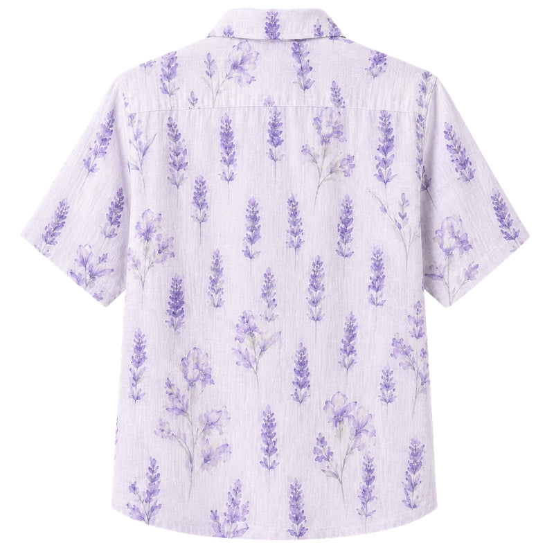 Classic Floral Hawaiian Shirt - Lavender Tropical Tropical Vine Print