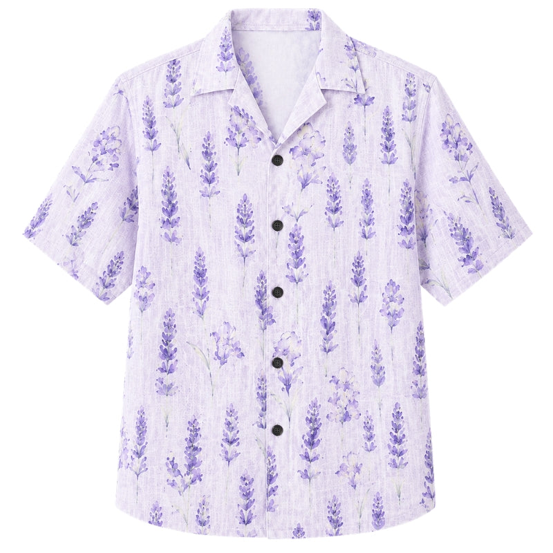Classic Floral Hawaiian Shirt - Lavender Tropical Tropical Vine Print