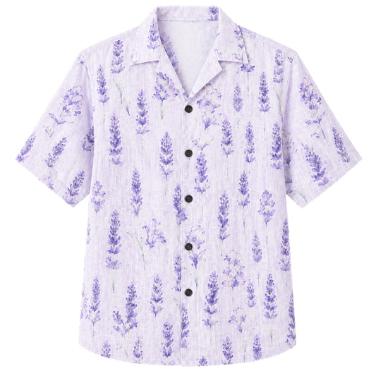 Classic Floral Hawaiian Shirt - Lavender Tropical Tropical Vine Print