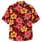Classic Floral Hawaiian Shirt- Orange Hibiscus Tiki Torch Print