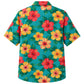 Classic Floral Hawaiian Shirt- Peach Hibiscus Beach Sunrise Print