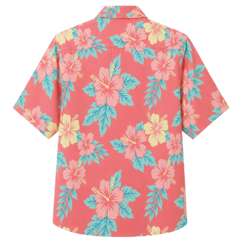 Classic Floral Hawaiian Shirt- Pearl Hibiscus Soft Light Print