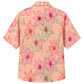 Classic Floral Hawaiian Shirt- Pink Hibiscus Watercolor Bloom Print