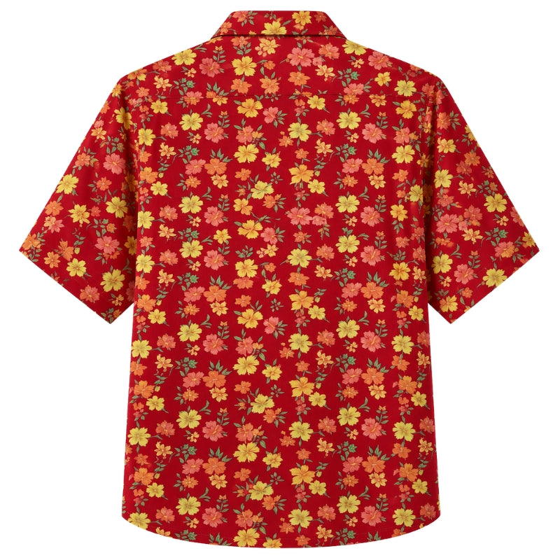 Classic Floral Hawaiian Shirt- Purple Hibiscus Twilight Bloom Print