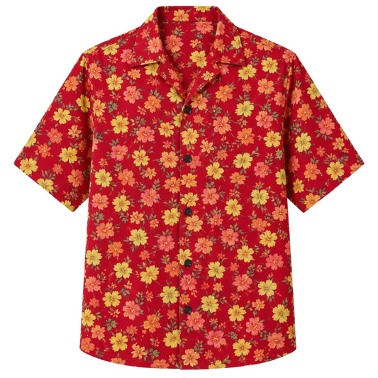 Classic Floral Hawaiian Shirt - Purple Hibiscus Twilight Bloom Print