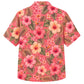 Classic Floral Hawaiian Shirt- Red Hibiscus Vintage Leaf Print