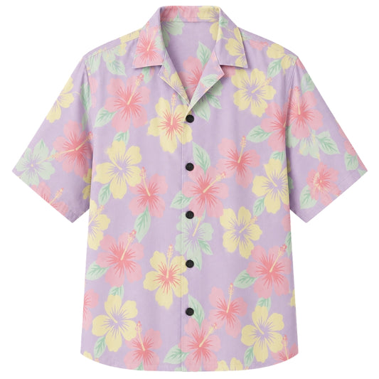 Classic Floral Hawaiian Shirt - Scarlet Hibiscus Island Bloom Print