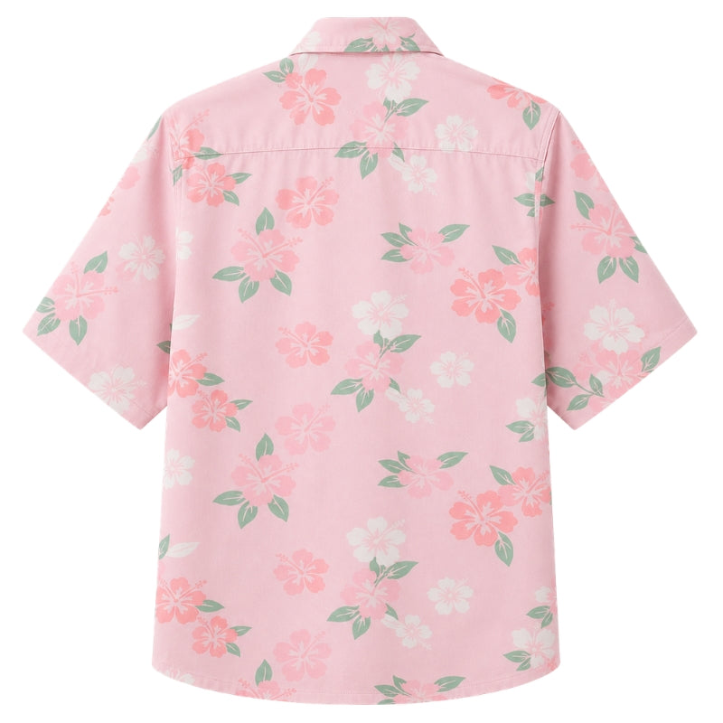 Classic Floral Hawaiian Shirt- Sunset Hibiscus Palm Grove Print