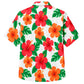 Classic Floral Hawaiian Shirt- Teal Hibiscus Palm Wave Print
