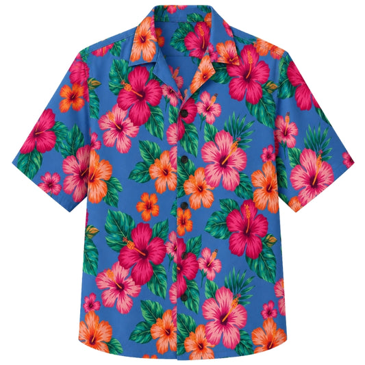 Classic Floral Hawaiian Shirt - Tropical Hibiscus Parrot Print