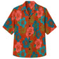 Classic Floral Hawaiian Shirt- Turquoise Hibiscus Lagoon Print