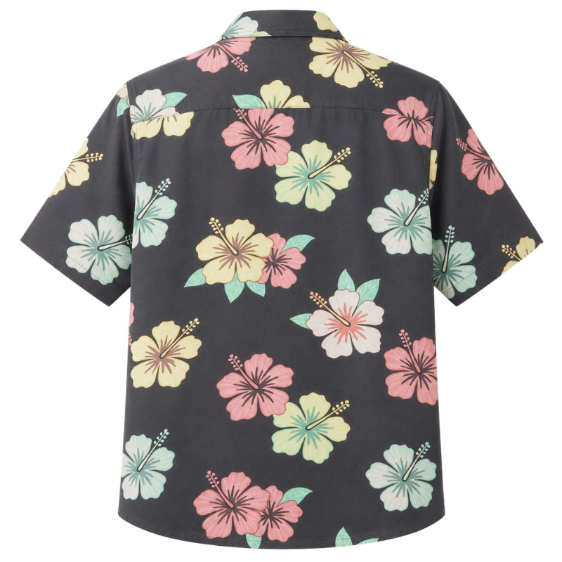Classic Floral Hawaiian Shirt- Violet Hibiscus Dream Bloom Print