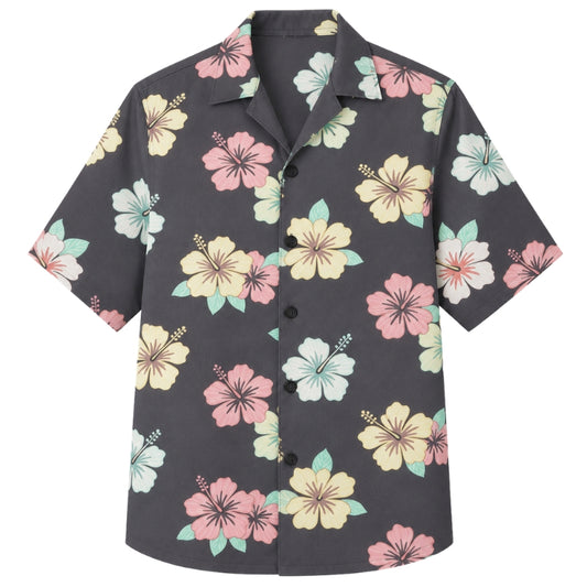 Classic Floral Hawaiian Shirt - Violet Hibiscus Dream Bloom Print
