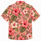 Classic Floral Hawaiian Shirt- White Hibiscus Midnight Garden Print