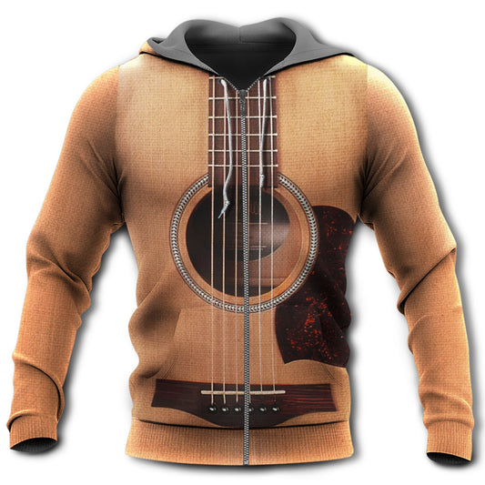 Classic Wooden Guitar Vintage - 3D Hoodie