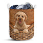 S: 17.72”x13.78” (45x35 cm) Cockapoo Dog Rattan Teaxture - Laundry Basket - Owls Matrix LTD