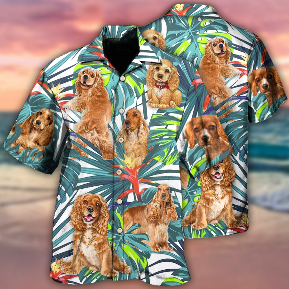 Cocker Spaniel Tropical Leaf Style – Hawaiian Shirt