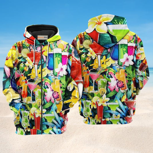 Cocktail And Flowers Art – 3D Hoodie
